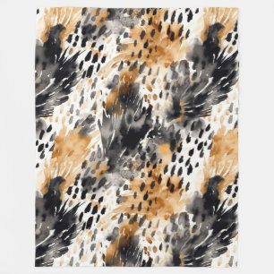 Wild Black Cream Leopard Animal Print Fleece Deken