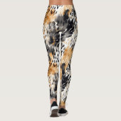 Wild Black Cream Leopard Animal Print Leggings (Achterkant)