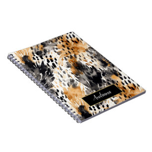 Wild Black Cream Leopard Animal Print Notitieboek