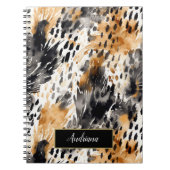 Wild Black Cream Leopard Animal Print Notitieboek (Voorkant)