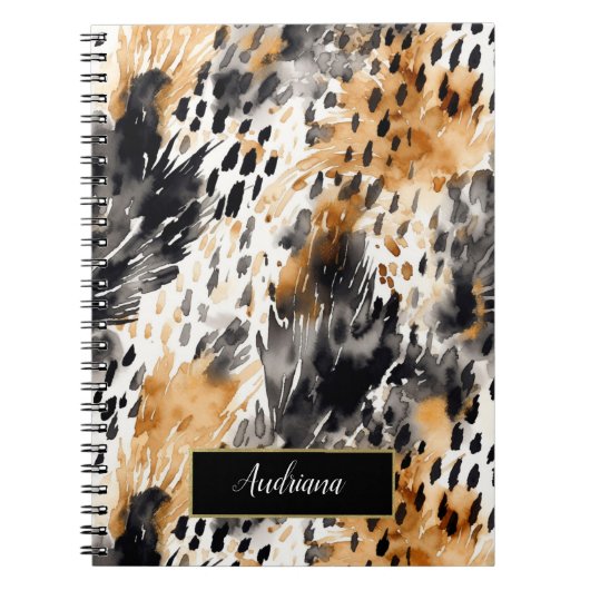 Wild Black Cream Leopard Animal Print Notitieboek (Voorkant)