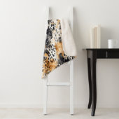 Wild Black Cream Leopard Animal Print Sherpa Deken (In situ)