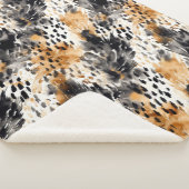 Wild Black Cream Leopard Animal Print Sherpa Deken (3/4)