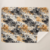 Wild Black Cream Leopard Animal Print Sherpa Deken (Voorkant (horizontaal))