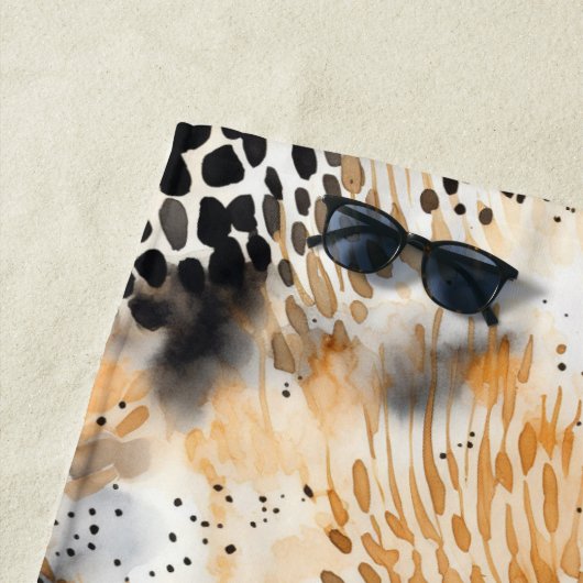 Wild Black Cream Leopard Animal Strandlaken (In situ)