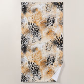 Wild Black Cream Leopard Animal Strandlaken (Voorkant)