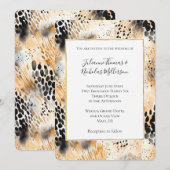 Wild Black Cream Leopard Animal Wedding Kaart (Voorkant / Achterkant)