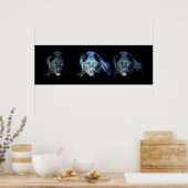 Wild Black Jaguar Cat Eyes Blue Tones Poster (Keuken)
