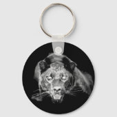 Wild Black Jaguar Cat Roars Sleutelhanger (Voorkant)