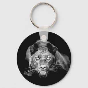 Wild Black Jaguar Cat Roars Sleutelhanger