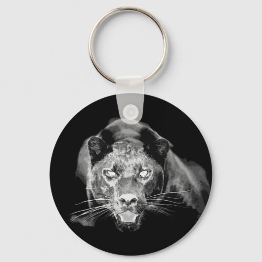 Wild Black Jaguar Cat Roars Sleutelhanger (Voorkant)