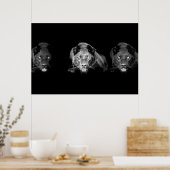 Wild Black Panther Jaguar Cat Eyes Black & White Poster (Keuken)