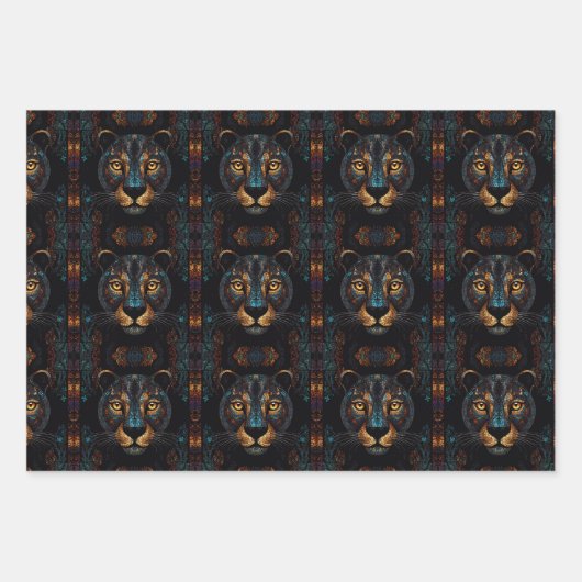 Wild Black Panther Portret Wrapping Papier Bladen Inpakpapier Vel (Voorkant)