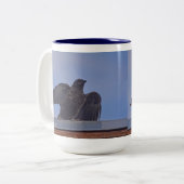 Wild Black Raven Crow-liefhebbers #Gift Tweekleurige Koffiemok (Voorkant links)
