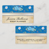 Wild Blauw Wit Bloemen |  parellint Visitekaartje (Voorkant / Achterkant)