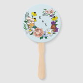 Wild Bloem Bloemen Blauw Paddenstoelen Bruiloft Handwaaier (Achterkant)