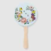 Wild Bloem Bloemen Blauw Paddenstoelen Bruiloft Handwaaier (Voorkant)
