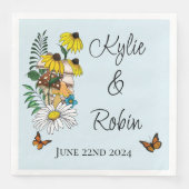 Wild Bloem Bloemen Blauw Paddenstoelen Bruiloft Servet (Voorkant)