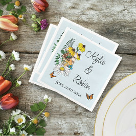 Wild Bloem Bloemen Blauw Paddenstoelen Bruiloft Servet