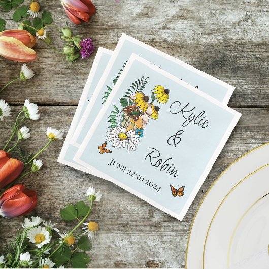 Wild Bloem Bloemen Blauw Paddenstoelen Bruiloft Servet