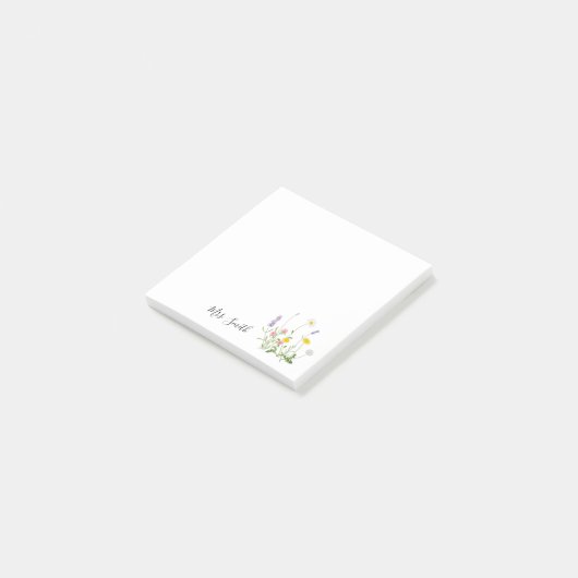Wild bloem boeket monogram leraar post-it® notes (Schuin)