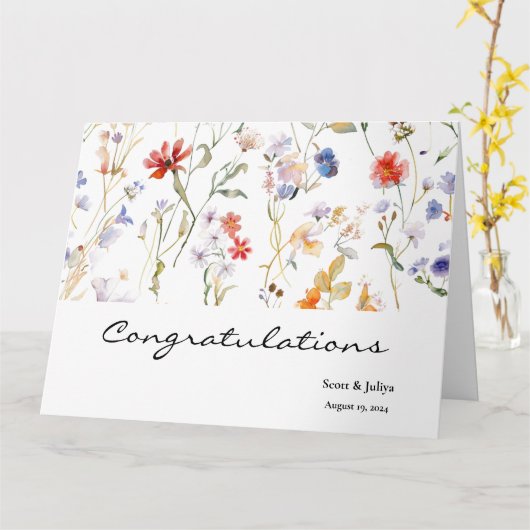 Wild bloem bruiloft groet kaart (Gele Bloem)