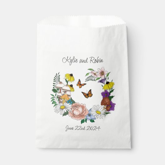 Wild Bloemen Bloemen Blauw Paddenstoelen Bruiloft Bedankzakje (Voorkant)