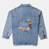 Wild Bloemen Bloemen Blauw Paddenstoelen Bruiloft Denim Jacket (Achterkant)