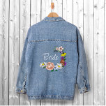 Wild Bloemen Bloemen Blauw Paddenstoelen Bruiloft Denim Jacket<br><div class="desc">Wildbloemen en paddenstoelen in een cirkel met het woord Bruid</div>