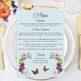 Wild Bloemen Bloemen Blauw Paddenstoelen Bruiloft Menu