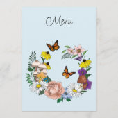 Wild Bloemen Bloemen Blauw Paddenstoelen Bruiloft Menu (Achterkant)