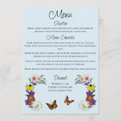 Wild Bloemen Bloemen Blauw Paddenstoelen Bruiloft Menu (Voorkant)