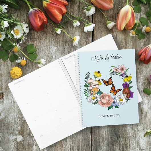 Wild Bloemen Bloemen Blauw Paddenstoelen Bruiloft Planner