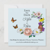 Wild Bloemen Bloemen Blauw Paddenstoelen Bruiloft Save The Date (Voorkant)