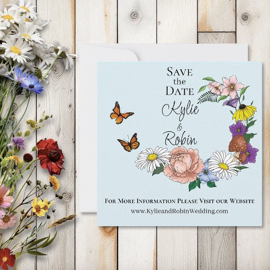 Wild Bloemen Bloemen Blauw Paddenstoelen Bruiloft Save The Date