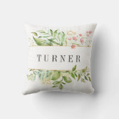 Wild Bloemen Groen Bladerdak Waterverf Gepersonali Kussen (Achterkant)