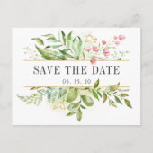 Wild Bloemen Groen Bladerdak Waterverf Save the Da Aankondigingskaart (Voorkant)