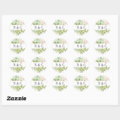 Wild Bloemen Groen Bladerwerk Waterverf Monogram Ronde Sticker (Vel)