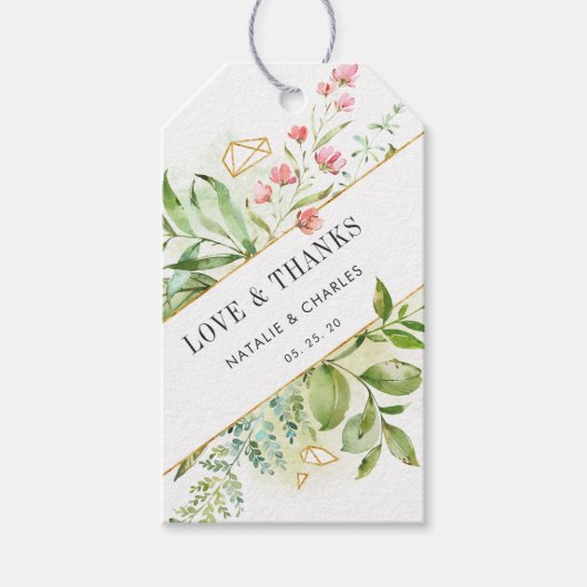 Wild Bloemen Groen Bladgroen Bruiloft Favor Gift L Cadeaulabel (Voorkant)