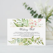 Wild Bloemen Groen Bladgroen Bruiloft Wishing Well Informatiekaartje (Staand voorkant)
