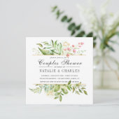 Wild Bloemen Groen Foliage Bruiloft Koppels Douche Kaart (Staand voorkant)