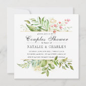 Wild Bloemen Groen Foliage Bruiloft Koppels Douche Kaart (Voorkant)