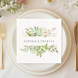 Wild Bloemen Groen Foliage Gepersonaliseerde bruil Servet