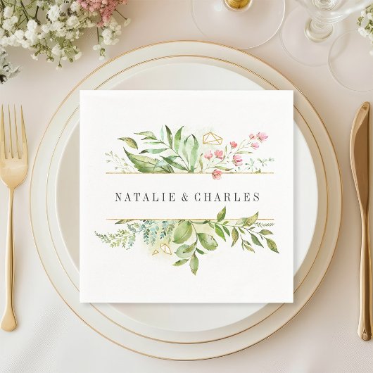 Wild Bloemen Groen Foliage Gepersonaliseerde bruil Servet