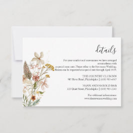 Wild bloom bloemenbruiloft Details kaart