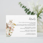 Wild bloom bloemenbruiloft Details kaart (Staand voorkant)