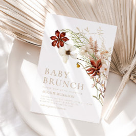 Wild Bloom Rustic Floral Baby Brunch Kaart