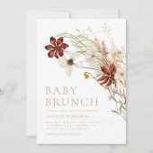 Wild Bloom Rustic Floral Baby Brunch Kaart (Voorkant)