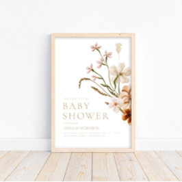 Wild Bloom Rustic Floral Baby shower Welkom Poster