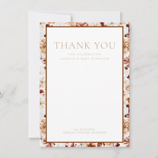 Wild Bloom Rustic Floral Hartelijk dank Notitiekaartje (Voorkant)